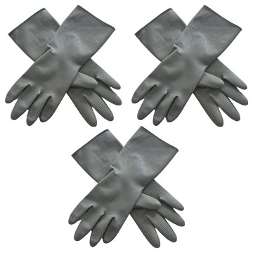 煙燻色系廚房衛浴清潔手套  M(32 x 10.2cm)  石墨灰  3雙