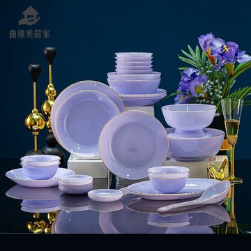 免運 酒店/家用餐具  景德鎮 餐具套裝 玉瓷碗盤高級感家用輕奢簡約 陶瓷碗碟整套喬遷禮品【QQ9/28】