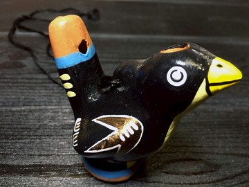 祕魯蜂鳥 嗶嗶嗶多彩陶器項鍊/擺飾-黒