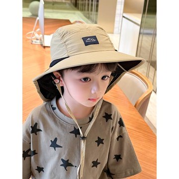 兒童帽子夏款男童大檐遮陽帽夏季披肩帽女寶防曬帽防紫外線太陽帽