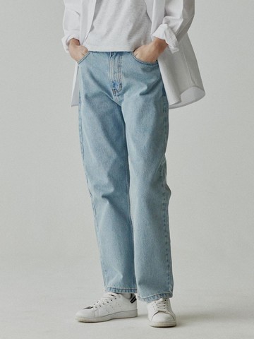 tapered cotton denim pants_light blue