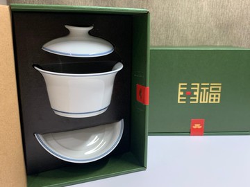 釅韻逸品【精緻德化白瓷茶蓋杯三件組】