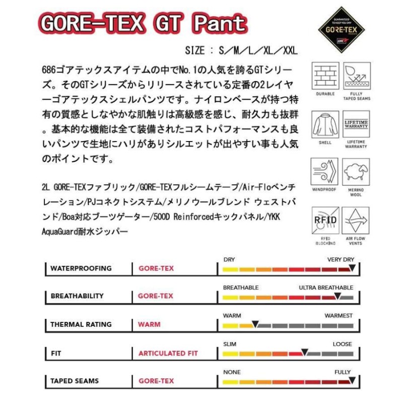 21-22 686/シックスエイトシックス GORE-TEX GT pant メンズ