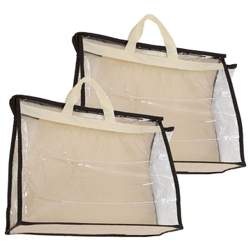 美得像專櫃 透明包包防塵收納袋 米色  L  2個  1組
