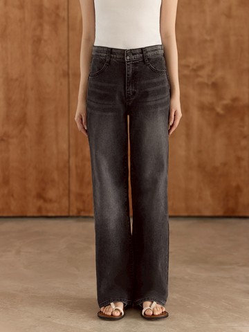 推薦款 高腰霧黑丹寧直筒褲