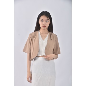 (M) 3gz修身短版素面棕色外套二手衣