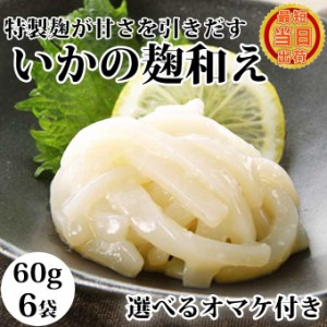 敬老の日 ギフト 送料無料 選べるオマケ付 いかの麹和え 60g入6袋 食べきりサイズ 個包装 小分けイカ塩辛 いか塩辛 珍味 国産 白作り 身