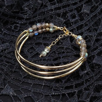 手鍊 美麗暈彩 拉長石珠 琉璃珠 包金 寶石 飾品 首飾 手珠