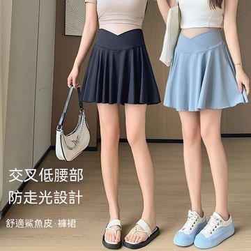 臺灣出貨 薄款褲子夏季外穿鯊魚皮褲裙女防走光低腰闊腿褲夏裝大尺碼女夏季短褲女瑜伽短裙運動女