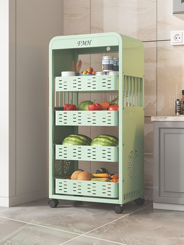 廚房置物架落地多層移動收納架放菜小推車多功能果蔬菜籃子置物架