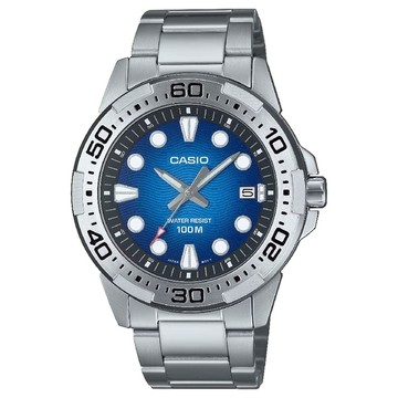 CASIO 卡西歐 MTD-140D-2AV  海浪面指針腕錶 不鏽鋼錶帶 藍 43.7mm