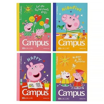 KOKUYO 國譽 Campus 8mm點線筆記本 A5 A6  佩佩豬×Campus聯名  4本