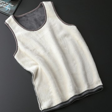 冬季羊羔絨加絨加厚保暖男士背心修身無袖坎肩打底衫T恤馬夾馬甲I