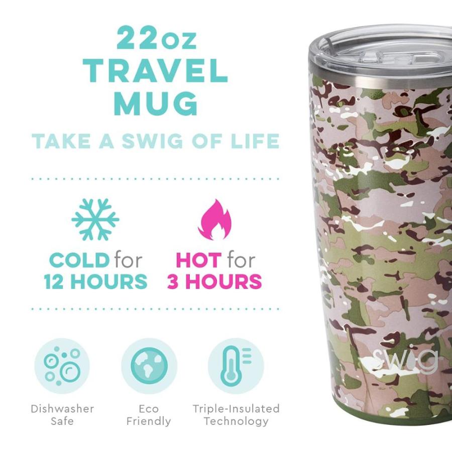 Swig Life 22oz Tall Travel Mug with Handle and Lid, Cup Holder Friendly, Di