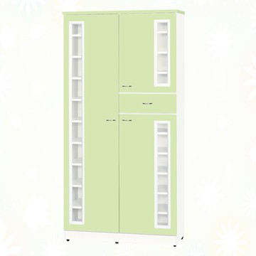 文創集 南亞塑鋼 卡茲多彩3.9尺三開門單抽高鞋櫃(三色可選)-91.4x36.5x180cm免組