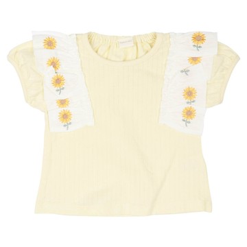 akachan honpo - 短袖T恤-袖子刺繡-黃色