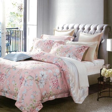 FITNESS 60支長絨棉雙人加大四件式兩用被床包組-花季之戀