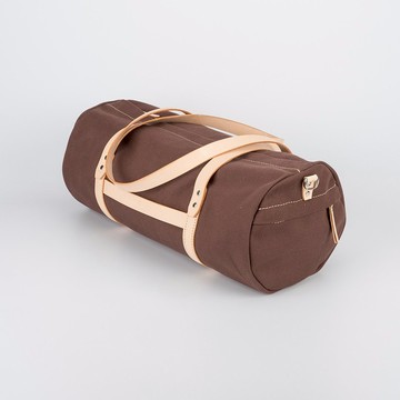 【帆布遇上皮革】大容量休閒健身圓筒帆布包短途旅行手提斜挎包