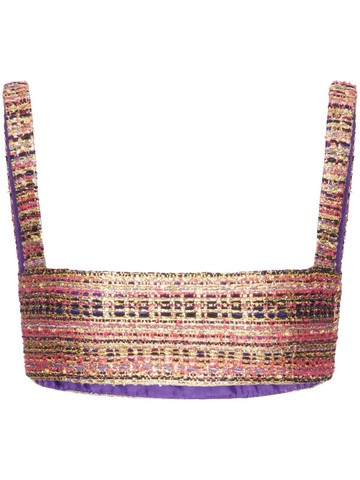Valentino Garavani - Tweed Party bralette top - women - Silk/Cotton/Acrylic/Polyamide/Polyester/Cupro/Viscose/Metallic Fibre/Wool - 40 - Gold