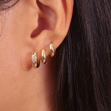 ins風 簡約基礎款s925銀鍍金耳環耳扣 耳環疊戴 簡單 素圈 銀色