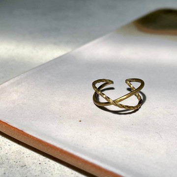 老林雜貨 | 交叉開口黃銅戒