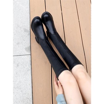 2025秋冬季新款不掉筒彈力皮靴長筒靴子不過膝顯瘦高筒女靴騎士靴