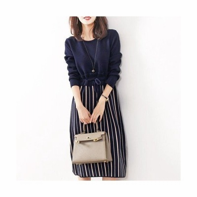 ドッキングワンピース 代 30代 40代 50代 通勤 オフィス ひざ丈 ワンピース レディース ファッション きれいめ 上品 女性 秋 冬 春 膝丈 通販 Lineポイント最大get Lineショッピング