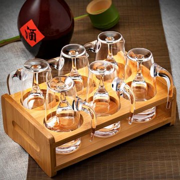 創意水晶玻璃白酒杯套裝高腳杯厚底杯小腳杯一口杯烈酒杯酒壺