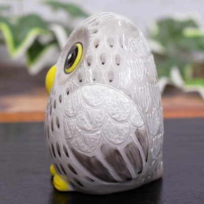 フクロウ 置物 陶器 九谷焼 ふくろう 白黒盛 風水 開運 縁起物