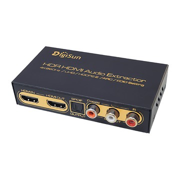 DigiSun 得揚 4K HDMI 2.0 轉 HDMI + AUDIO SPDIF + R/L + Coaxial 音訊擷取器，支援高解析度畫面、音訊回傳  AH211U  1個