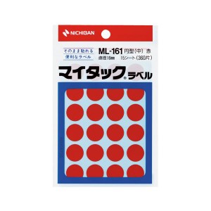 (まとめ) ニチバン マイタック カラーラベル 円型 直径16mm 赤 ML-1611 1パック(360片：24片×15シート) 〔×50セット〕〔代引不可〕