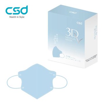 【CSD】中衛醫療口罩 成人立體3Dv 天空藍(30片/盒)