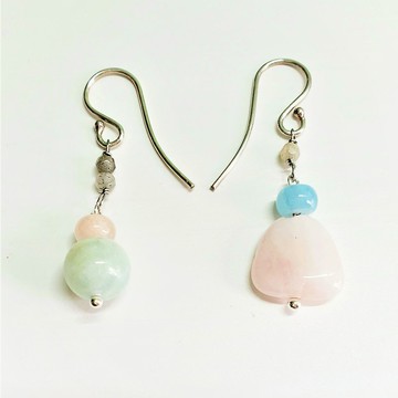 天然彩寶銀耳環 (附證書)