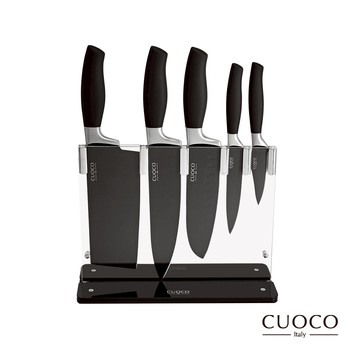 【CUOCO】星曜420粉末鋼5刀6件組(切片刀+廚師刀+三德刀+萬用刀+果皮刀)
