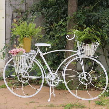 裝飾擺件歐式創意擺件飾品家具商場店鋪櫥窗裝飾道具田園鐵藝自行車花架子 99購物節