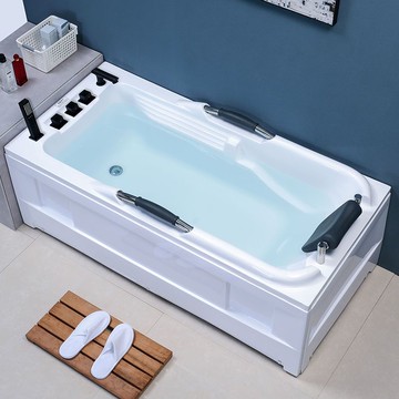 優樂悅~亞克力雙扶手浴缸單人 亞克力雙裙邊普通浴盆 高檔沖浪按摩浴缸