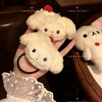 kitty髮繩 可愛少女心草莓蛋糕發圈毛茸茸HelloKitty美樂蒂發夾發圈發飾女