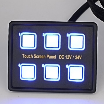 房車 汽車 觸控開關 中控臺開關 6位 觸摸屏開關 大燈開關 輪船 駕駛室改裝 控制大燈開關 6位帶燈 1224V
