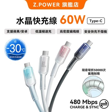🔥抗斷裂🔥 60W冰晶閃充線 PD/Type-C/USB多介面 相容iPhone15/16 17 PD快充 漸變晶透充電