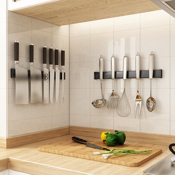 304不銹鋼廚房刀具置物架免打孔壁掛式廚具用品磁吸菜刀收納架子