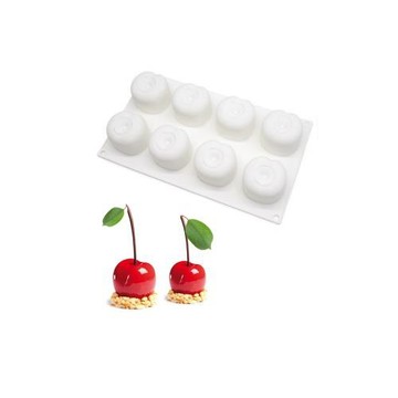 烘焙8連硅立體膠櫻桃矽膠蛋糕慕斯烘焙法式西點模具餐廳創意甜品