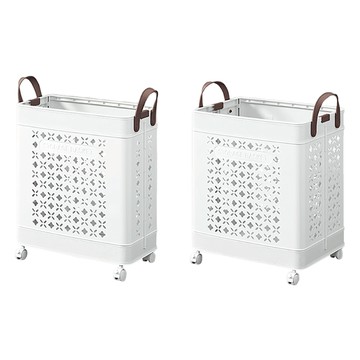 ANDY MAY2 本川帶手把折疊附輪收納籃 OH-Q323-B 35L + 50L  中(38 x 22 x 47cm) + 大(38 x 31 x 47cm)  純白色  1組