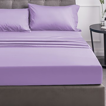 a-nice 80支600織紗長絨棉素色緹花枕套床包3件組  Queen Size  f03 淺紫色