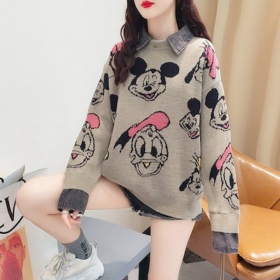 セーター 韓国ファッション ミッキー コート トップス レディース服 秋冬ファションディズニーセー 通販 Lineポイント最大get Lineショッピング