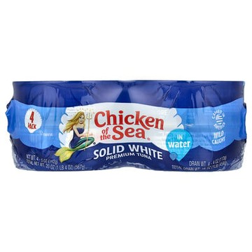 Chicken of the Sea, 野外捕獲優質白金槍魚，載於水中，4 包，每包 5 盎司（142 克）