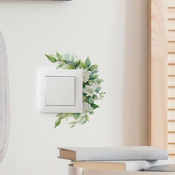 【MR.ZAKKA】創意萬用裝飾貼紙-植物主題 手繪綠植白色花串 居家節慶布置 DIY可移式壁貼 無痕壁貼 牆貼