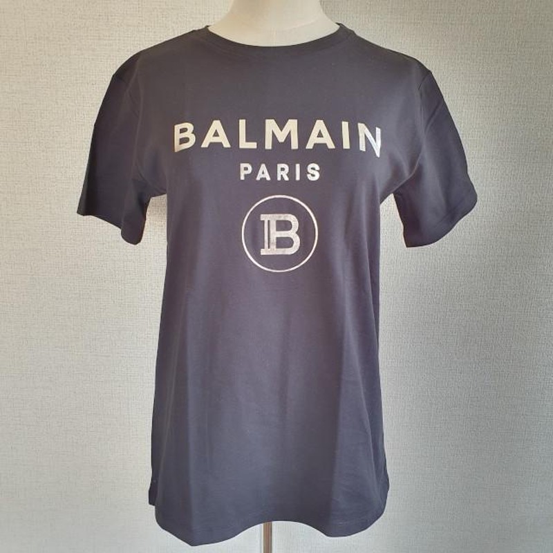 BALMAIN キッズシルバーロゴコットンTシャツブラック 13Yサイズ