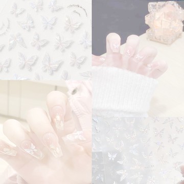 🎀台灣出貨🎀 美甲工具網紅爆款立體3d蝴蝶貼紙仙女美甲超仙白色彩色裝飾穿戴甲美甲貼紙
