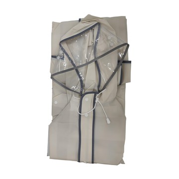 Mass 生活好物 高機能速乾機車雨衣 一鍵快收大帽檐連身雨披 附手套 升級款  XL  米白