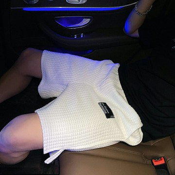 華夫格短褲男士夏季薄款潮流休閑五分褲男生ins潮牌精神小伙褲子